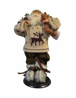 Holiday Inspirations Rustic Santa Figurine Knit Sweater Reindeer Indoor 11"
